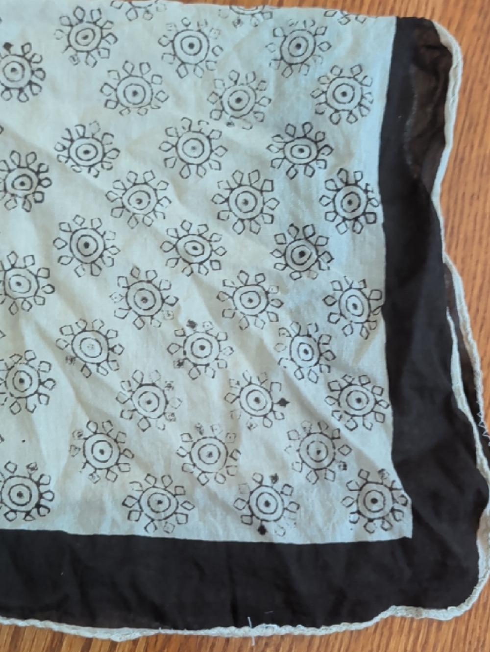 Four Batik Style Square Headscarves. Neutral Tones. 16" - Picture 5 of 5